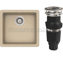 Комплект Мойка Schock Quadro 50 Cristalite лунный камень + Измельчитель Bone Crusher BC 610-AS