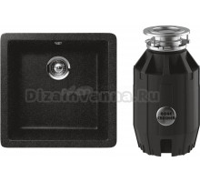 Комплект Мойка Schock Quadro 50 Cristalite оникс + Измельчитель Bone Crusher BC 910-AS