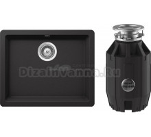 Комплект Мойка Schock Quadro 701047U 60 (N-100) Cristalite неро + Измельчитель Bone Crusher BC 910-AS