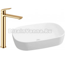 Комплект Накладная раковина Lavinia Boho Bathroom Sink 33311002 + Смеситель Wellsee ICON! for life 182308000 золото