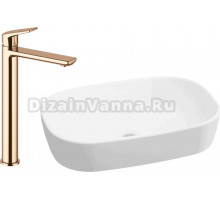 Комплект Накладная раковина Lavinia Boho Bathroom Sink 33311002 + Смеситель Wellsee ONCE! and forever 182409000 розовое золото