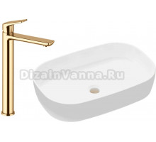 Комплект Накладная раковина Lavinia Boho Bathroom Sink Slim 33311003 + Смеситель Wellsee ICON! for life 182308000 золото