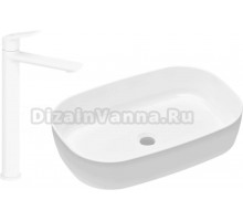 Комплект Накладная раковина Lavinia Boho Bathroom Sink Slim 33311003 + Смеситель Wellsee ICON! for life 182310000 матовый белый