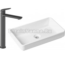 Комплект Накладная раковина Lavinia Boho Bathroom Sink Slim 33311004 + Смеситель Wellsee ICON! for life 182307000 матовый черный