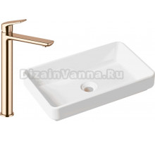 Комплект Накладная раковина Lavinia Boho Bathroom Sink Slim 33311004 + Смеситель Wellsee ONCE! and forever 182409000 розовое золото
