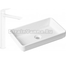 Комплект Накладная раковина Lavinia Boho Bathroom Sink Slim 33311004 + Смеситель Wellsee ICON! for life 182310000 матовый белый