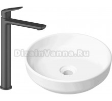 Комплект Накладная раковина Lavinia Boho Bathroom Sink Slim 33311005 + Смеситель Wellsee ICON! for life 182307000 матовый черный