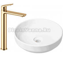 Комплект Накладная раковина Lavinia Boho Bathroom Sink Slim 33311005 + Смеситель Wellsee ICON! for life 182308000 золото