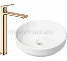 Комплект Накладная раковина Lavinia Boho Bathroom Sink Slim 33311005 + Смеситель Wellsee ONCE! and forever 182409000 розовое золото