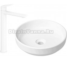 Комплект Накладная раковина Lavinia Boho Bathroom Sink Slim 33311005 + Смеситель Wellsee ICON! for life 182310000 матовый белый