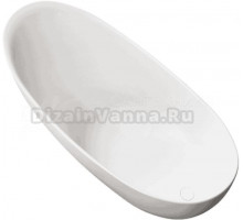 Ванна из искусственного камня Vincea VBT-6S03MW 170x80 см, отдельностоящая, матовая белая, овальная, со сливом-переливом, с донным клапаном