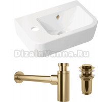 Комплект Раковина маленькая Lavinia Boho One 33310001L + Донный клапан Wellsee Drainage System 182131000 золото + Сифон 182121000 золото