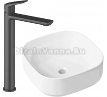 Комплект Накладная раковина Lavinia Boho Bathroom Sink Slim 33311006 + Смеситель Wellsee ICON! for life 182307000 матовый черный