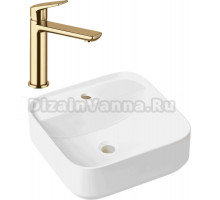 Комплект Накладная раковина Lavinia Boho Bathroom Sink Slim 33311007 + Смеситель Wellsee ICON! for life 182303000 золото