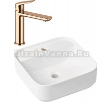 Комплект Накладная раковина Lavinia Boho Bathroom Sink Slim 33311007 + Смеситель Wellsee ICON! for life 182304000 розовое золото