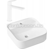 Комплект Накладная раковина Lavinia Boho Bathroom Sink Slim 33311007 + Смеситель Wellsee ICON! for life 182305000 матовый белый