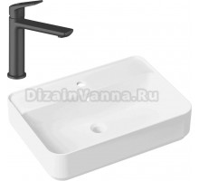 Комплект Накладная раковина Lavinia Boho Bathroom Sink Slim 33311008 + Смеситель Wellsee ICON! for life 182302000 матовый черный