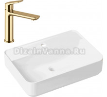 Комплект Накладная раковина Lavinia Boho Bathroom Sink Slim 33311008 + Смеситель Wellsee ICON! for life 182303000 золото