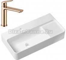 Комплект Накладная раковина Lavinia Boho Bathroom Sink Slim 33311011 + Смеситель Wellsee ICON! for life 182304000 розовое золото