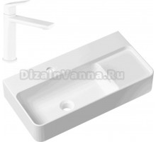 Комплект Накладная раковина Lavinia Boho Bathroom Sink Slim 33311011 + Смеситель Wellsee ICON! for life 182305000 матовый белый