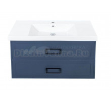 Тумба под раковину La Fenice CUBO Twin Blu Grigio синяя матовая 100 см Черная ручка