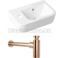 Комплект Раковина маленькая Lavinia Boho One 33310001L + Сифон Wellsee Drainage System 182122000 розовое золото