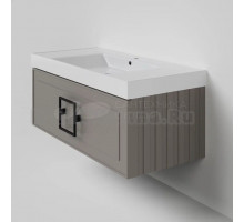 Тумба под раковину La Fenice CUBO Cappuccino бежевая матовая 100 см Черная ручка