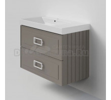 Тумба под раковину La Fenice CUBO Twin Cappuccino бежевая матовая 90 см Черная ручка