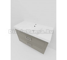 Тумба под раковину La Fenice CUBO Twin Cappuccino бежевая матовая 80 см Черная ручка