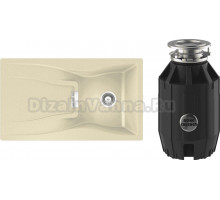 Комплект Мойка Schock Waterfall 45D (D-100) Cristadur аворио, интегрированная + Измельчитель Bone Crusher BC 910-AS