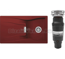 Комплект Мойка Schock Waterfall 45D (D-100) Cristadur красный + Измельчитель Bone Crusher BC 910-SL-Slim Line