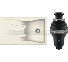 Комплект Мойка Schock Waterfall 45D (D-100) Cristadur магнолия, интегрированная + Измельчитель Bone Crusher BC 1000-AS