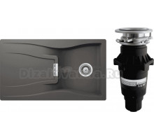 Комплект Мойка Schock Waterfall 45D (D-100) Cristadur серебристый камень + Измельчитель Bone Crusher BC 810-SL Slim Line