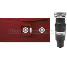 Комплект Мойка Schock Waterfall 60D (D-150) Cristadur красный + Измельчитель Bone Crusher BC 910-SL-Slim Line