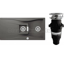 Комплект Мойка Schock Waterfall 60D (D-150) Cristadur серебристый камень + Измельчитель Bone Crusher BC 810-SL Slim Line