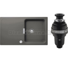 Комплект Мойка Schock Wembley 50D Cristadur серебристый камень + Измельчитель Bone Crusher BC 1000-AS