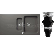 Комплект Мойка Schock Wembley 60D Cristadur серебристый камень + Измельчитель Bone Crusher BC 810-SL Slim Line