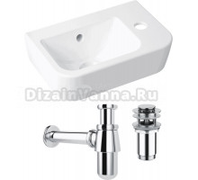 Комплект Раковина маленькая Lavinia Boho One 33310001R + Донный клапан Wellsee Drainage System 182129000 хром + Сифон 182103000 хром