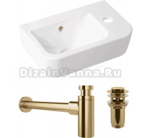 Комплект Раковина маленькая Lavinia Boho One 33310001R + Донный клапан Wellsee Drainage System 182131000 золото + Сифон 182121000 золото