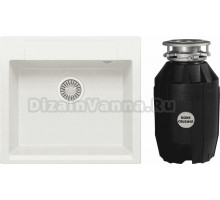 Комплект Мойка Polygran Argo 560 белый хлопок + Измельчитель Bone Crusher BC 810-AS