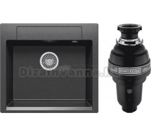 Комплект Мойка Polygran Argo 560 черная + Измельчитель Bone Crusher BC 1000-AS