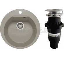 Комплект Мойка Polygran Atol 627437 серая + Измельчитель Bone Crusher BC 810-SL Slim Line