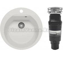Комплект Мойка Polygran Atol 627451 белый хлопок + Измельчитель Bone Crusher BC 910-SL-Slim Line