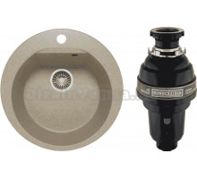 Комплект Мойка Polygran Atol 627475 песочная + Измельчитель Bone Crusher BC 1000-AS