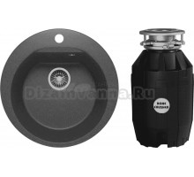 Комплект Мойка Polygran Atol 678897 черная + Измельчитель Bone Crusher BC 810-AS