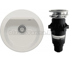 Комплект Мойка Polygran Atol 678910 белый хлопок + Измельчитель Bone Crusher BC 810-SL Slim Line