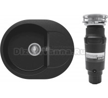 Комплект Мойка Polygran Atol 678958 черная + Измельчитель Bone Crusher BC 910-SL-Slim Line