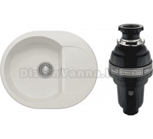 Комплект Мойка Polygran Atol 678972 белый хлопок + Измельчитель Bone Crusher BC 1000-AS