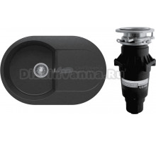 Комплект Мойка Polygran Atol 679016 черная + Измельчитель Bone Crusher BC 810-SL Slim Line