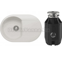 Комплект Мойка Polygran Atol 679030 белый хлопок + Измельчитель Bone Crusher BC 910-AS